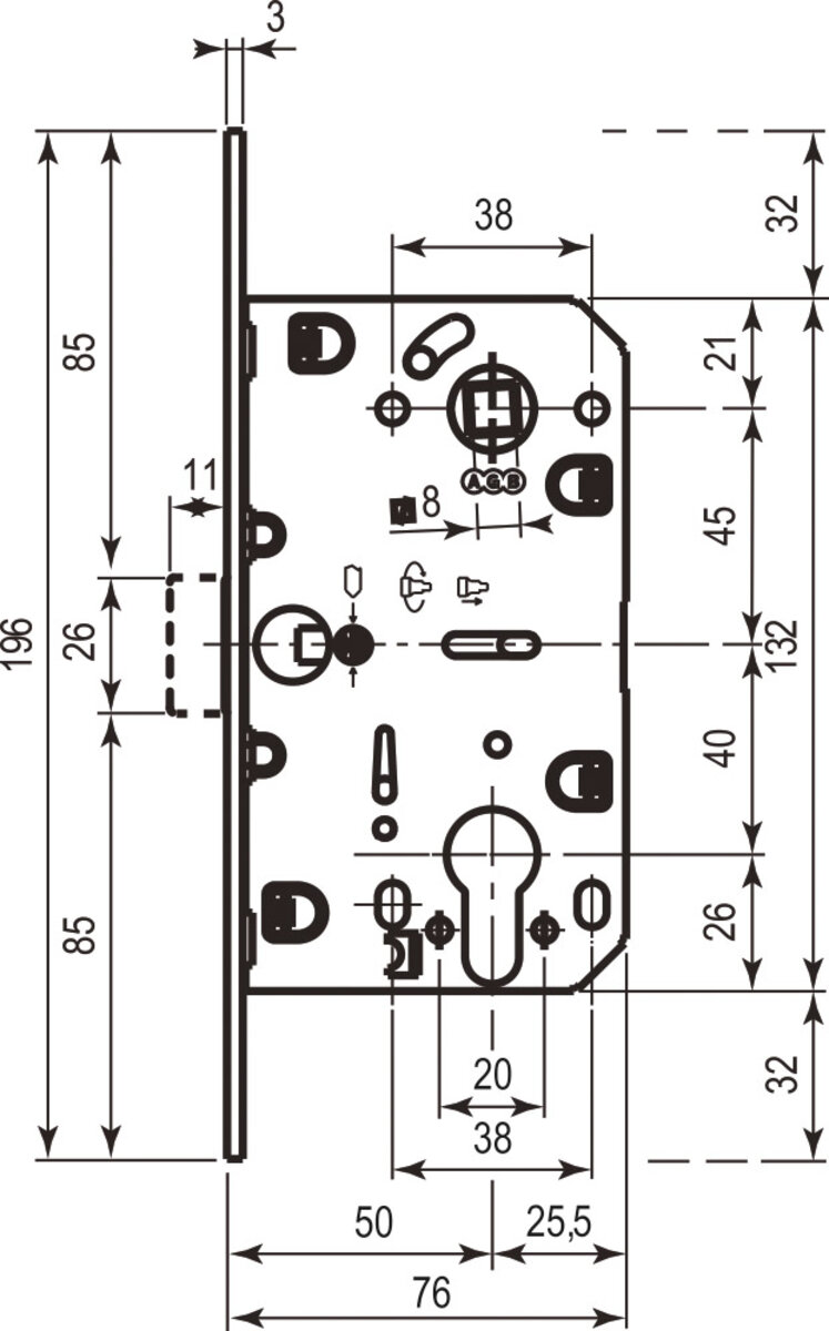 AGB Art. B011035006 Механізм Mediana Evolution під циліндр нікель 85мм