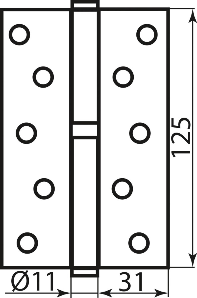 Завіса RDA 125*3*2,5 (1 подш, сталь) пол.латунь ліва