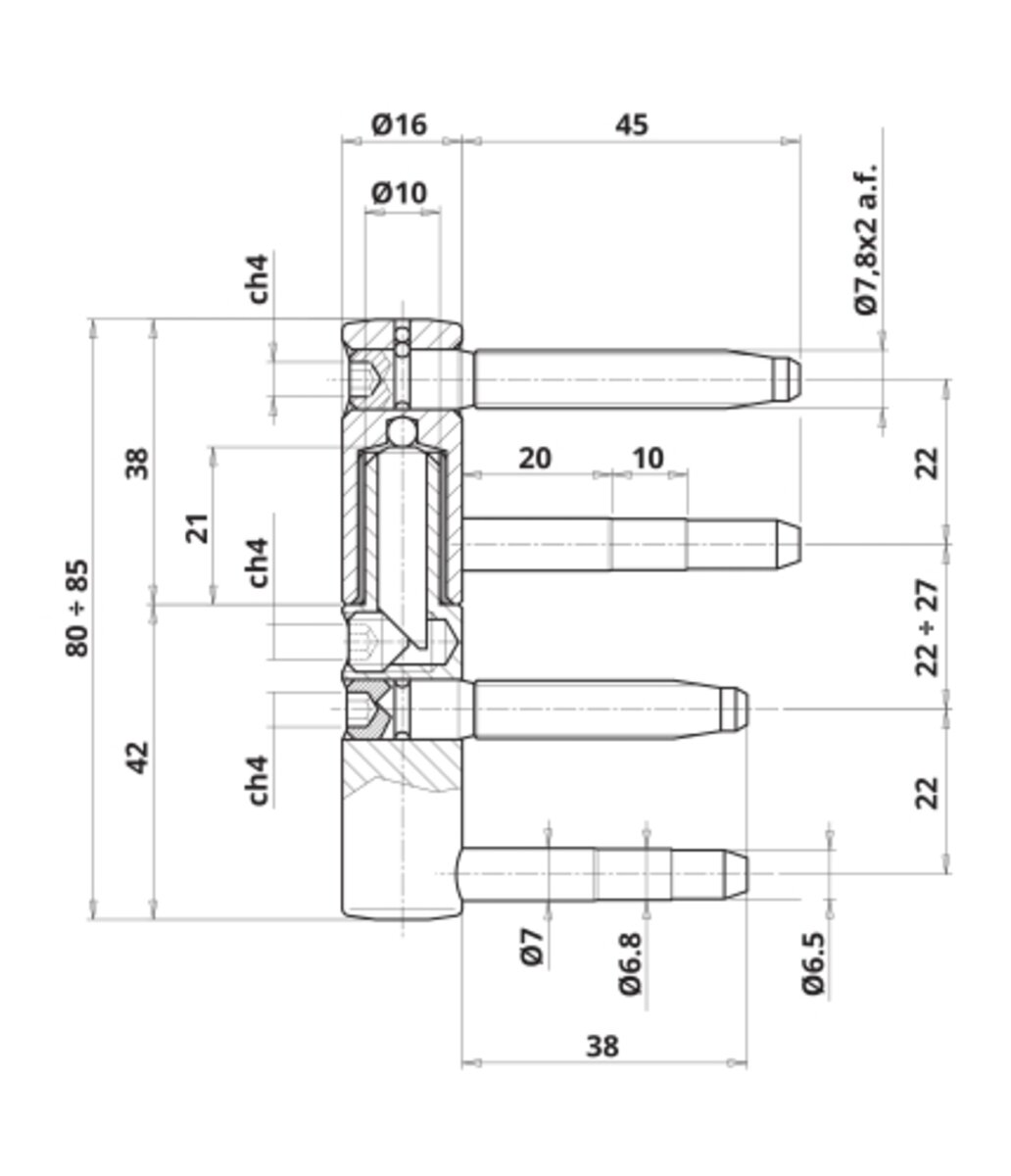 Петля Otlav CF495160H117-CG495160H102 біхромат (штир в короб 38ммі)