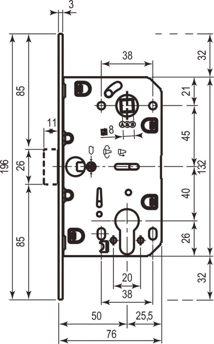 AGB Art. B011035091 Механізм Mediana Evolution під циліндр білий 85мм