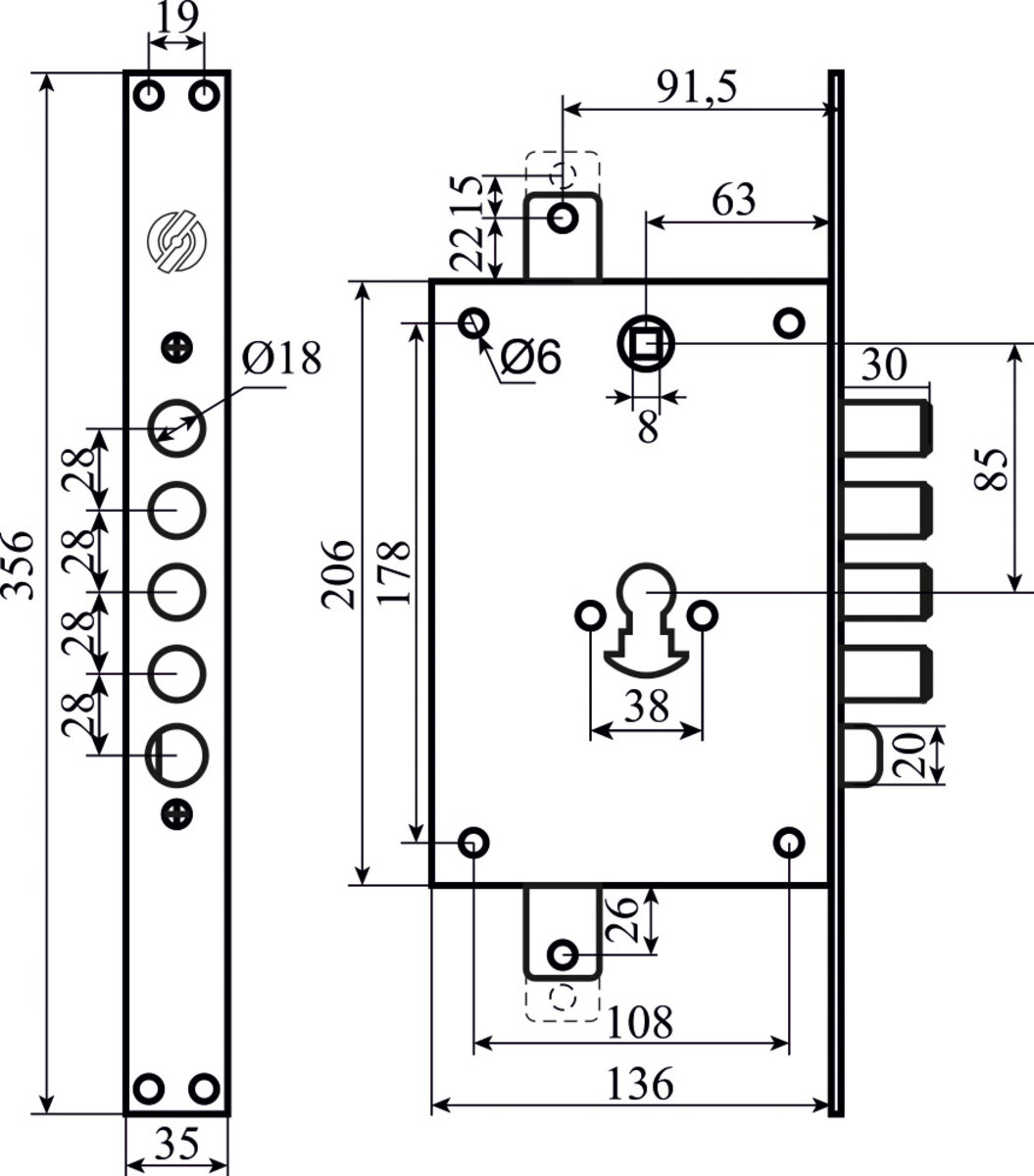 Механізм замку Securemme 2603RCR0328CXX