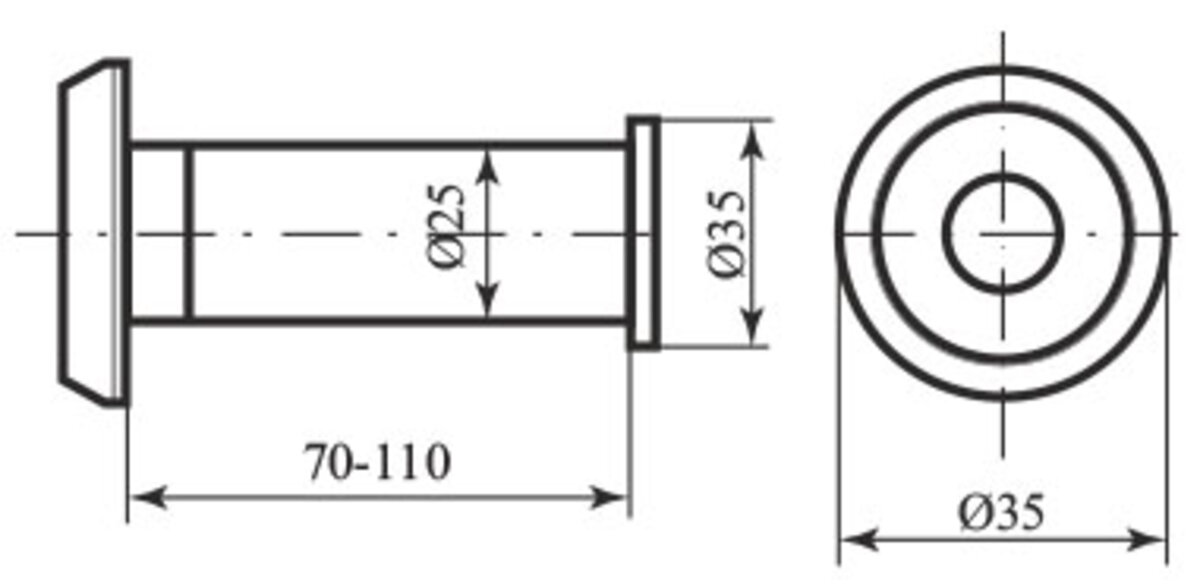 Глазок Protect 70-110 d.25,4 ант. латунь.