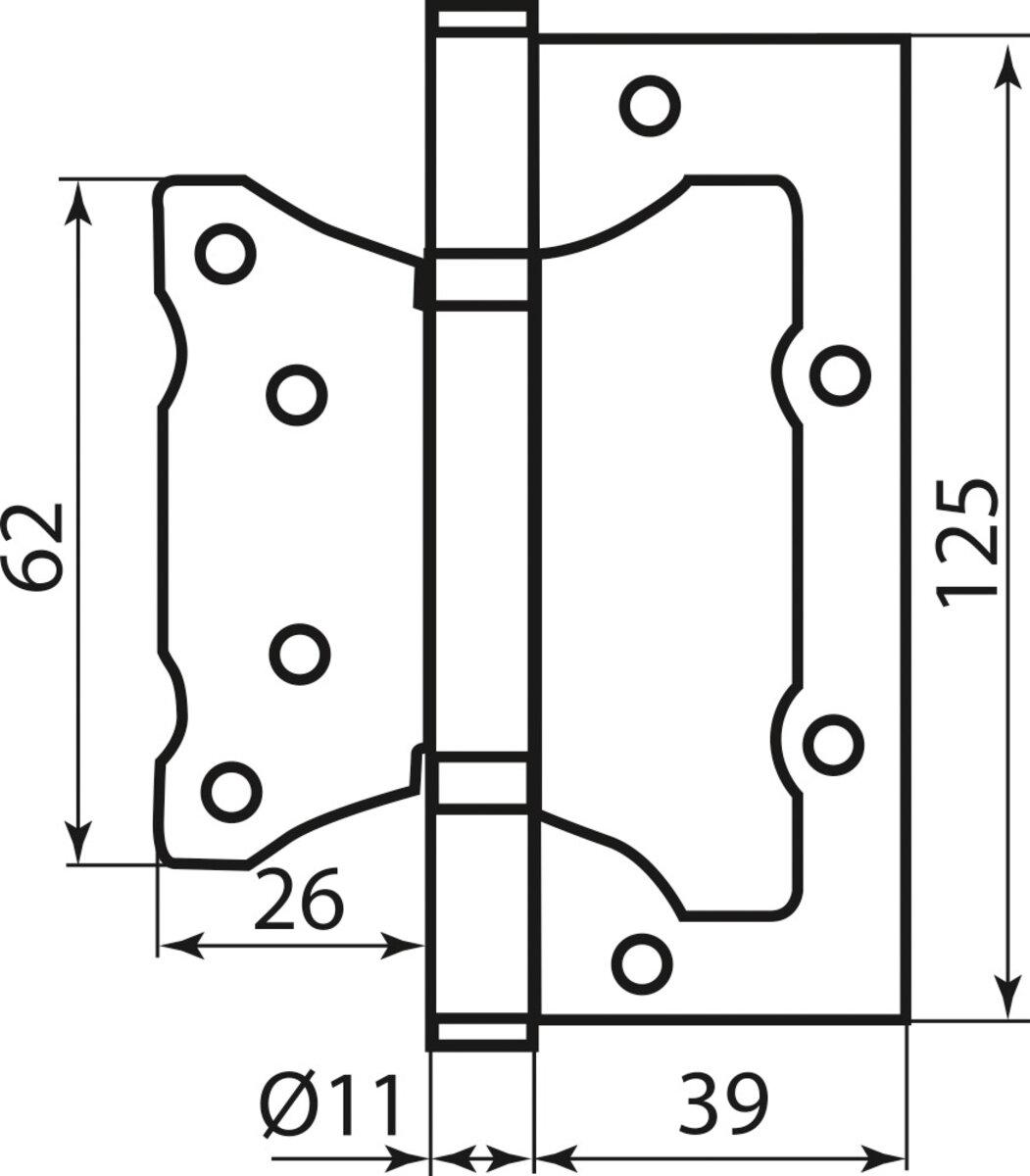 Завiса RDA 125 * 2,5 (2подш, сталь) Eurocento мат хром