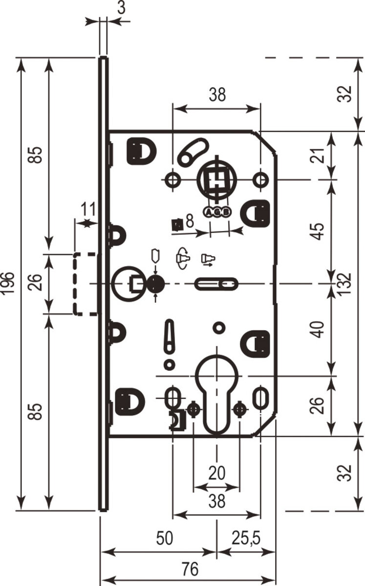 AGB Art. B011035093 Механізм Mediana Evolution під циліндр чорний 85мм