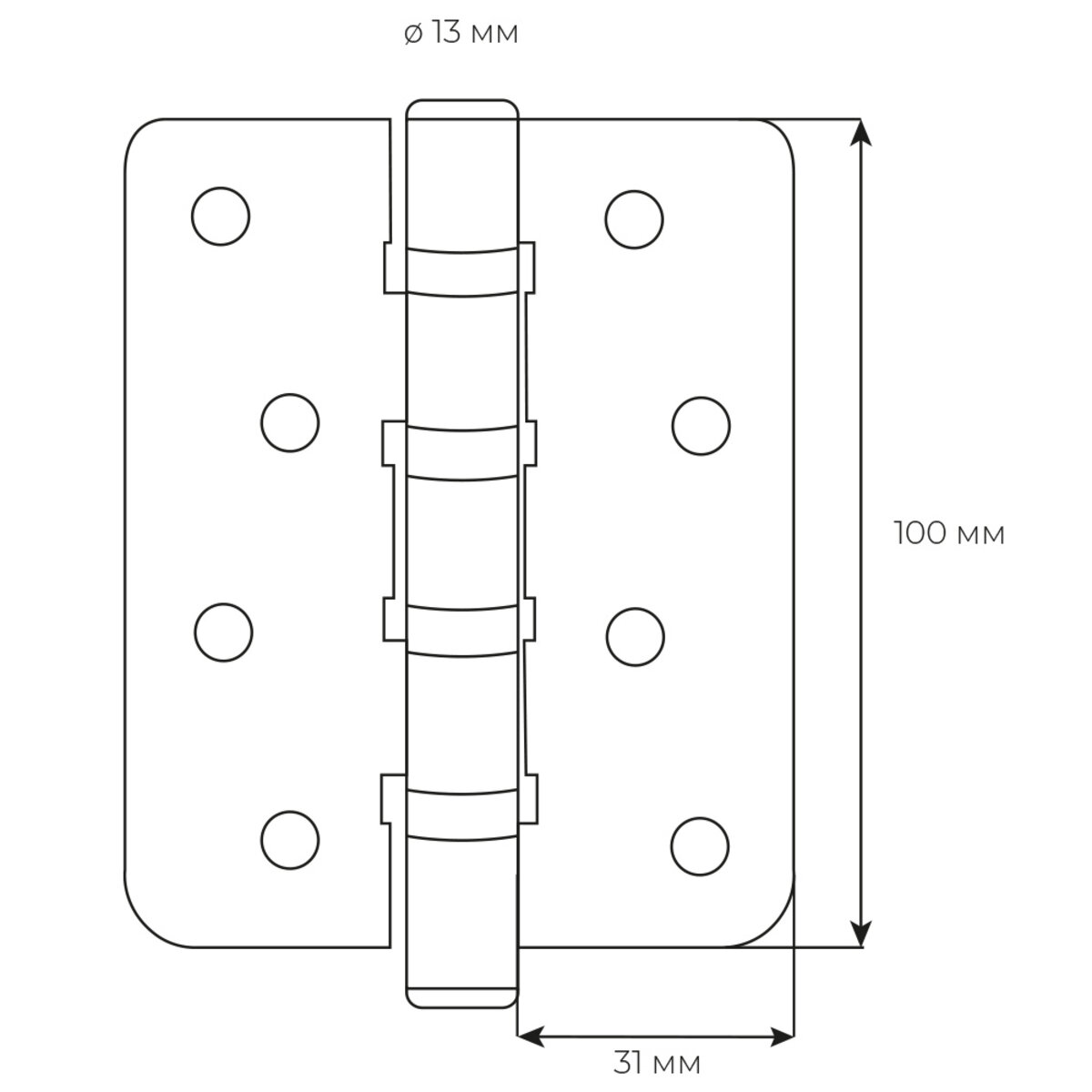 Завіса RDA 100*3*3 (4 подш, нерж сталь) закр. R7 мат хром